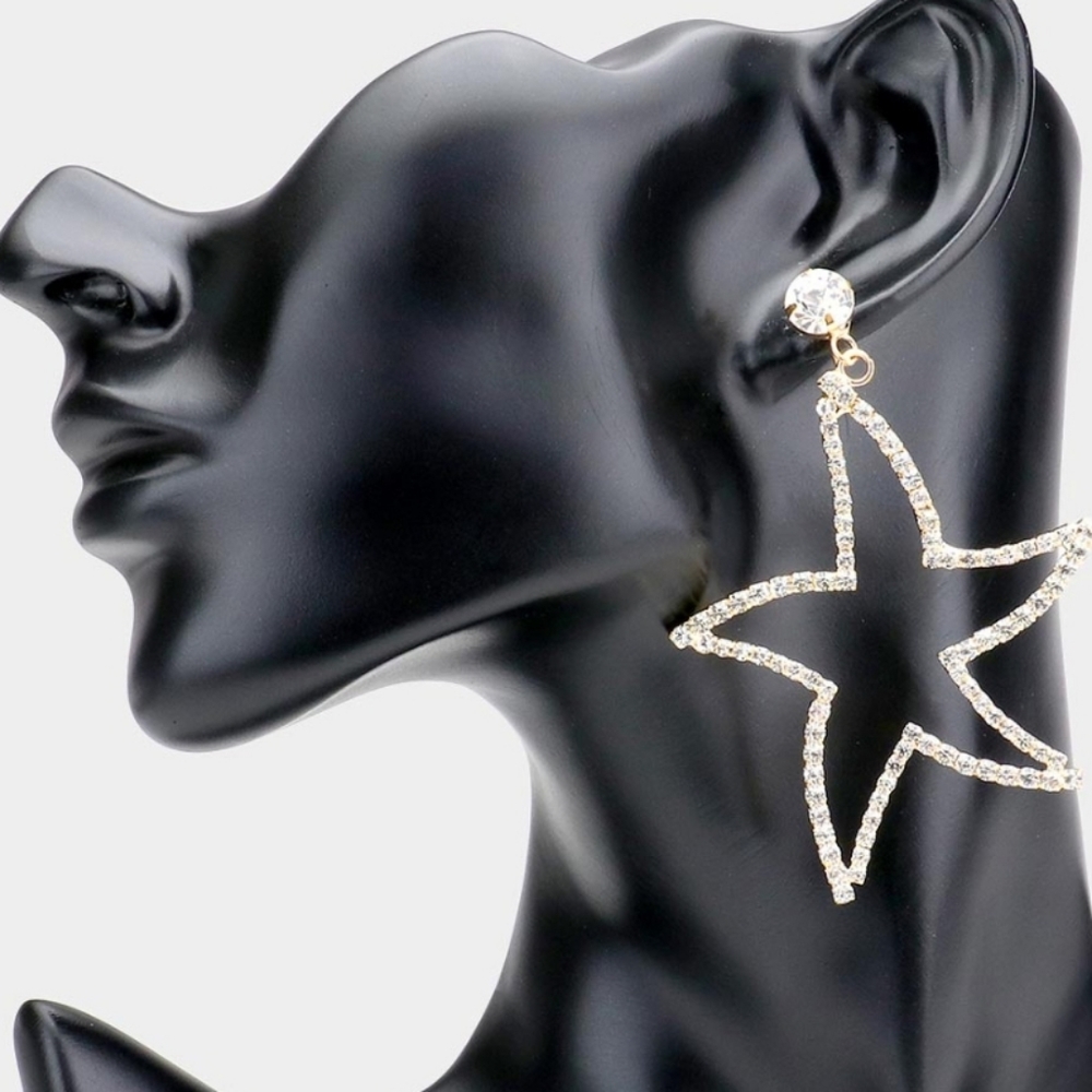 Gold Starfish Earrings with Rhinestones